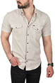 DeepSEA Slim Fit Pamuklu Kot Gömlek Kolay Ütülenebilir Çıt Çıtlı Likralı Spor Gömlek 2502504