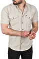 DeepSEA Slim Fit Pamuklu Kot Gömlek Kolay Ütülenebilir Çıt Çıtlı Likralı Spor Gömlek 2502504