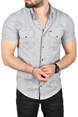 DeepSEA Slim Fit Pamuklu Kot Gömlek Kolay Ütülenebilir Çıt Çıtlı Likralı Spor Gömlek 2502504