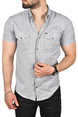 DeepSEA Slim Fit Pamuklu Kot Gömlek Kolay Ütülenebilir Çıt Çıtlı Likralı Spor Gömlek 2502504