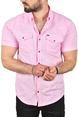 DeepSEA Slim Fit Pamuklu Kot Gömlek Kolay Ütülenebilir Çıt Çıtlı Likralı Spor Gömlek 2502504