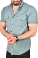 DeepSEA Slim Fit Pamuklu Kot Gömlek Kolay Ütülenebilir Çıt Çıtlı Likralı Spor Gömlek 2502504