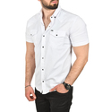 DeepSEA Slim Fit Pamuklu Kot Gömlek Kolay Ütülenebilir Çıt Çıtlı Likralı Spor Gömlek 2502504