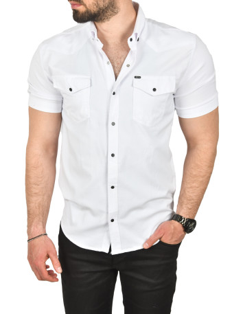 DeepSEA Slim Fit Pamuklu Kot Gömlek Kolay Ütülenebilir Çıt Çıtlı Likralı Spor Gömlek 2502504 2
