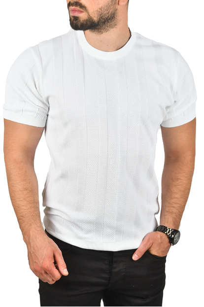 DeepSEA Dar Kesim Pamuklu Tişört Slim Fit Nefes Alan Bisiklet Yaka Triko Tişört 2504347