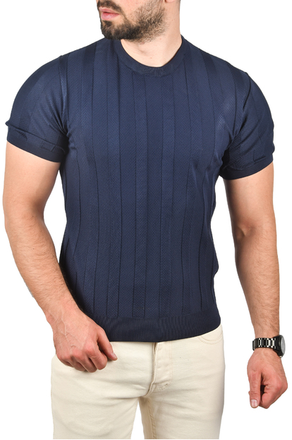 DeepSEA Dar Kesim Pamuklu Tişört Slim Fit Nefes Alan Bisiklet Yaka Triko Tişört 2504347