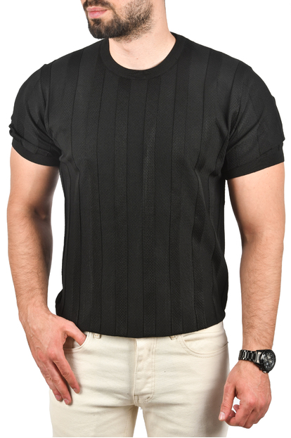 DeepSEA Dar Kesim Pamuklu Tişört Slim Fit Nefes Alan Bisiklet Yaka Triko Tişört 2504347