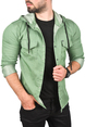 DeepSEA Kapüşonlu Cepli Slim Fit Likralı Kot Gömlek 2300396