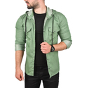 DeepSEA Kapüşonlu Cepli Slim Fit Likralı Kot Gömlek 2300396