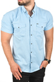 DeepSEA Slim Fit Pamuklu Kot Gömlek Kolay Ütülenebilir Çıt Çıtlı Likralı Spor Gömlek 2502504