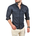 DeepSEA Likralı Kumaşı Fitilli Slim Fit Uzun Kollu Gömlek 2500805