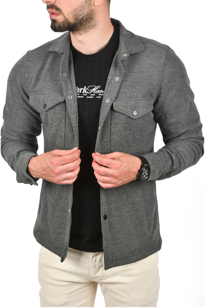 DeepSEA Örgü Desenli Çıtçıtlı Cepli Spor Ceket 2500557