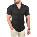 DeepSEA Slim Fit Pamuklu Likralı Kısa Kol Gömlek Kolay Ütülenebilir Çıt Çıtlı Cepli Spor Gömlek 2400253