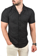 DeepSEA Slim Fit Pamuklu Likralı Kısa Kol Gömlek Kolay Ütülenebilir Çıt Çıtlı Cepli Spor Gömlek 2400253