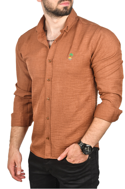 DeepSEA Slim Fit Dar Kesim Spor Gömlek Likralı Pamuklu Kot Gömlek 2300419