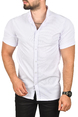 DeepSEA Slim Fit Pamuklu Spor Gömlek Likralı Dar Kesim Jakar Kumaş Kısa Kol Gömlek 2501210
