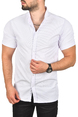DeepSEA Slim Fit Pamuklu Spor Gömlek Likralı Dar Kesim Jakar Kumaş Kısa Kol Gömlek 2501210