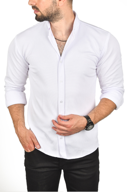 DeepSEA Slim Fit Dar Kesim Keten Gömlek Pamuklu Spor Gömlek 2501305