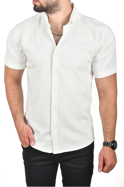 DeepSEA Slim Fit Likralı Spor Gömlek Dar Kesim Kısa Kol Gömlek 2501315