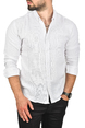 DeepSEA Slim Fit Dar Kesim Pamuklu Spor Gömlek Jakar Kumaş Likralı Gömlek 2500552