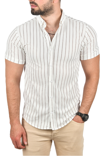 DeepSEA Slim Fit Likralı Spor Gömlek Dar Kesim Kısa Kol Gömlek 2501315
