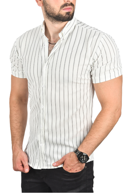 DeepSEA Slim Fit Likralı Spor Gömlek Dar Kesim Kısa Kol Gömlek 2501315