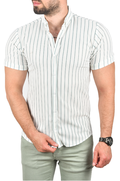 DeepSEA Slim Fit Likralı Spor Gömlek Dar Kesim Kısa Kol Gömlek 2501315