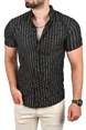 DeepSEA Slim Fit Likralı Spor Gömlek Dar Kesim Kısa Kol Gömlek 2501315