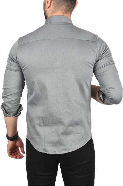 DeepSEA Slim Fit Kolay Ütülenebilir Pamuklu Spor Gömlek Likralı Kot Gömlek 2502505