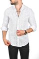 DeepSEA Slim Fit %100 Pamuk Keten Gömlek Dar Kesim Dokulu Keten Gömlek 2501302