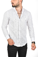 DeepSEA Slim Fit %100 Pamuk Keten Gömlek Dar Kesim Dokulu Keten Gömlek 2501302