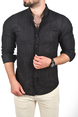 DeepSEA Slim Fit %100 Pamuk Keten Gömlek Dar Kesim Dokulu Keten Gömlek 2501302