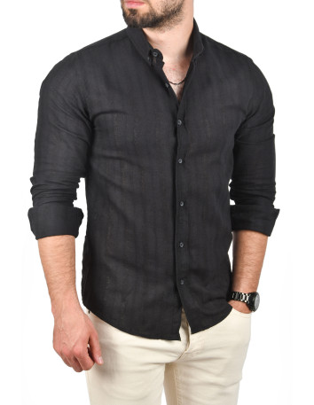 DeepSEA Slim Fit %100 Pamuk Keten Gömlek Dar Kesim Dokulu Keten Gömlek 2501302