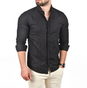 DeepSEA Slim Fit %100 Pamuk Keten Gömlek Dar Kesim Dokulu Keten Gömlek 2501302
