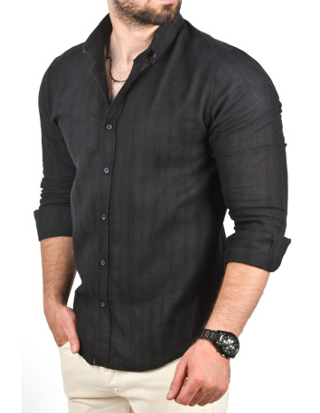 DeepSEA Slim Fit %100 Pamuk Keten Gömlek Dar Kesim Dokulu Keten Gömlek 2501302 2