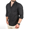 DeepSEA Slim Fit %100 Pamuk Keten Gömlek Dar Kesim Dokulu Keten Gömlek 2501302