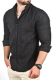 DeepSEA Slim Fit %100 Pamuk Keten Gömlek Dar Kesim Dokulu Keten Gömlek 2501302