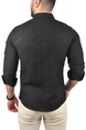 DeepSEA Slim Fit %100 Pamuk Keten Gömlek Dar Kesim Dokulu Keten Gömlek 2501302