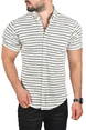DeepSEA Slim Fit Pamuklu Spor Gömlek Likralı Dar Kesim Jakar Kumaş Kısa Kol Gömlek 2501210