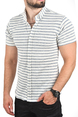 DeepSEA Slim Fit Pamuklu Spor Gömlek Likralı Dar Kesim Jakar Kumaş Kısa Kol Gömlek 2501210