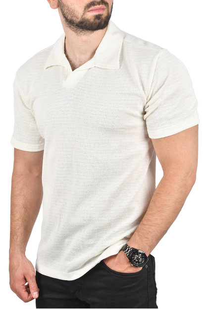 DeepSEA Slim Fit Nefes Alan Pamuklu Polo Yaka Tişört Dar Kesim Örme Kumaş Tişört 2505030