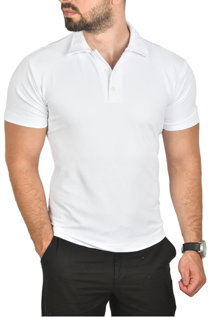 DeepSEA Slim Fit Pamuklu Polo Yaka Tişört Dar Kesim Örme Kumaş Tişört 2501203
