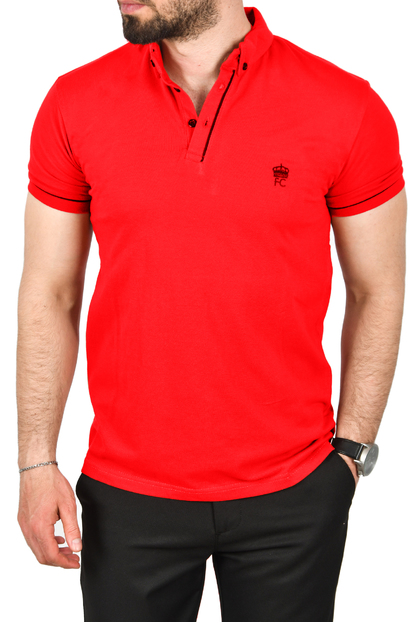 DeepSEA Slim Fit Pamuklu Kumaş Polo Yaka Tişört Nefes Alan Dar Kesim Kıvrılmaz Yaka Tişört 2503021