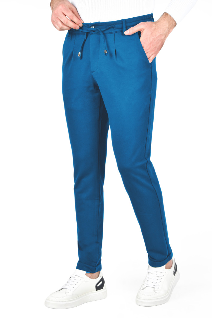DeepSEA Beli Lastikli Slim Fit Likralı Duble Paça Penye Spor Pantolon 2502385 2