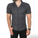 DeepSEA Slim Fit Pamuklu Likralı Kısa Kol Gömlek Kolay Ütülenebilir Çıt Çıtlı Cepli Spor Gömlek 2400253