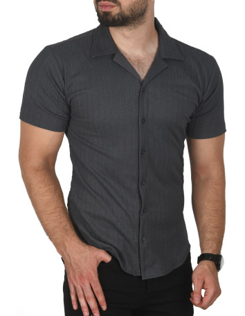 DeepSEA Slim Fit Pamuklu Likralı Kısa Kol Gömlek Kolay Ütülenebilir Çıt Çıtlı Cepli Spor Gömlek 2400253