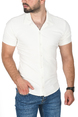 DeepSEA Slim Fit Apaş Yaka Kısa Kol Penye  Gömlek Jakar Kumaş Dar Kesim Spor Gömlek 2501217