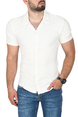 DeepSEA Slim Fit Apaş Yaka Kısa Kol Penye  Gömlek Jakar Kumaş Dar Kesim Spor Gömlek 2501217