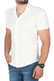 DeepSEA Slim Fit Apaş Yaka Kısa Kol Penye  Gömlek Jakar Kumaş Dar Kesim Spor Gömlek 2501217