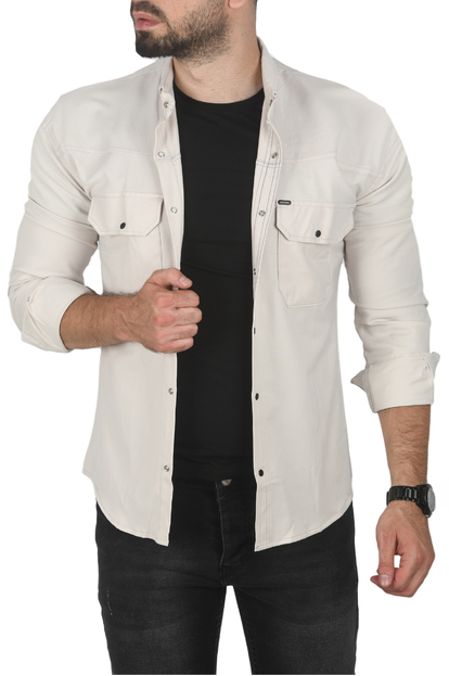 DeepSEA Slim Fit Dar Kesim Pamuklu Spor Gömlek Jakar Kumaş Likralı Gömlek 2500552